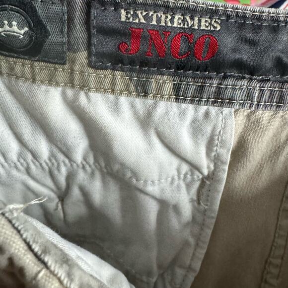 JNCO Jeans Khaki Cream Cargo Pants  Wide Leg Skater Raver Y2K Vintage 90s Sz. 18 - Picture 11 of 14